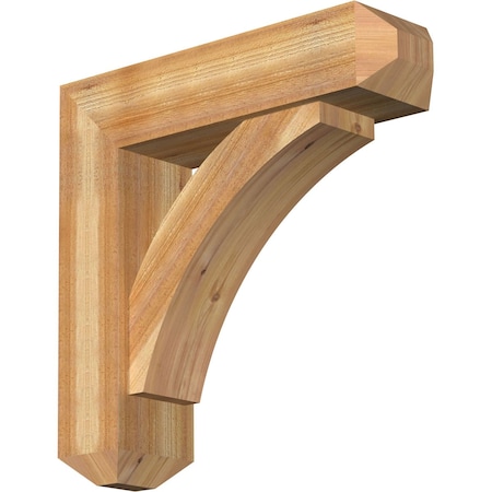 Ekena Millwork Thorton Craftsman Rough Sawn Bracket w/ Offset Brace, Western Red Cedar, 8"W x 30"D x 30"H BKT0806X30X30THR04RWR